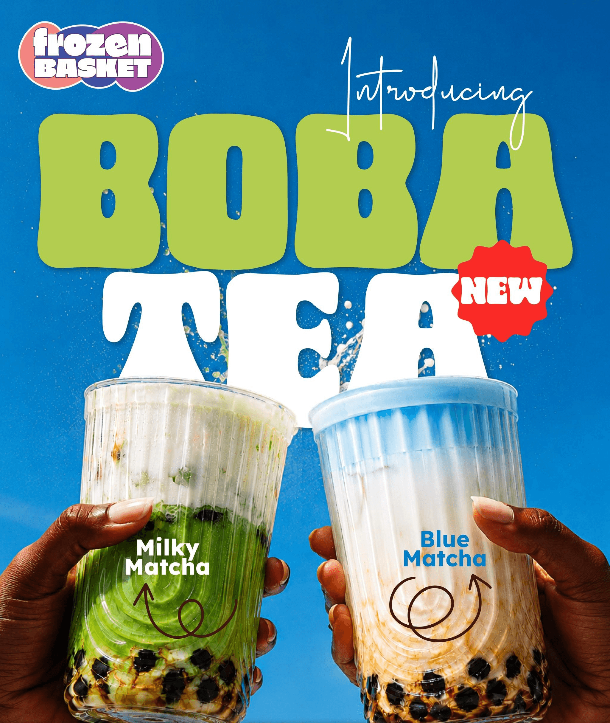Premium Milky Matcha & Blue Matcha Boba Tea Kampala - Frozen Basket Handcrafted Bubble Boba Delivery